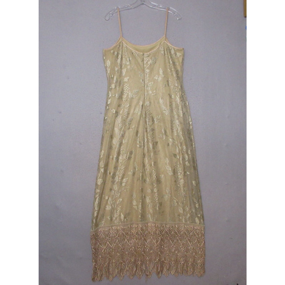 Vintage Sue Wong Maxi Dress Gold Floral Crochet Party Cocktail Mesh USA - Picture 2 of 15